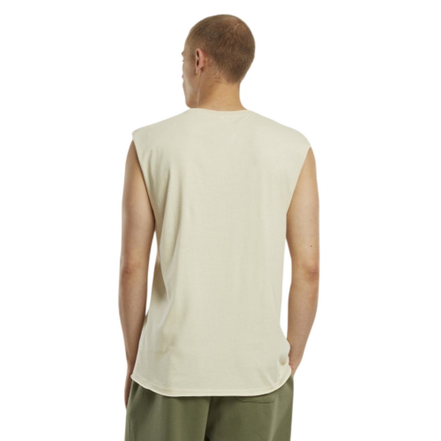 Sand - Back - New Morning Studios Mens Plain Sleeveless T-Shirt