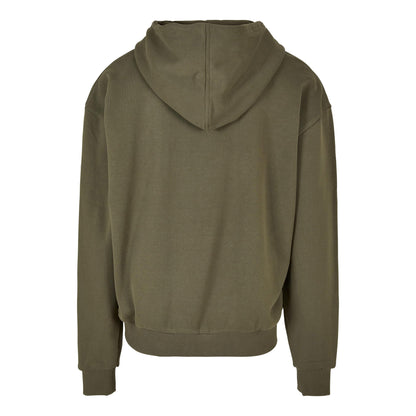 Olive - Back - Build Your Brand Mens Vintage Heavyweight Full Zip Hoodie