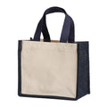 Natural-French Navy - Back - Nutshell Contrast Jute Canvas Panelled Tote