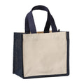 Natural-French Navy - Front - Nutshell Contrast Jute Canvas Panelled Tote