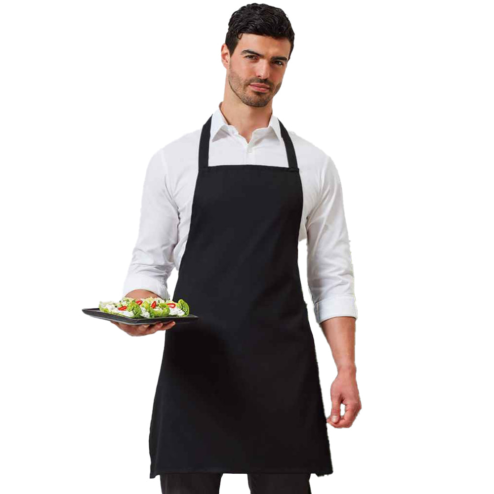 Black - Back - Premier Ladies-Womens Essential Bib Apron - Catering Workwear
