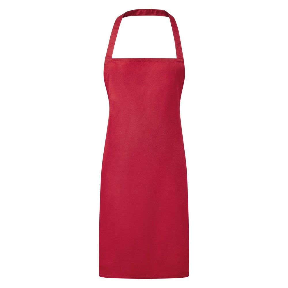 Red - Front - Premier Ladies-Womens Essential Bib Apron - Catering Workwear
