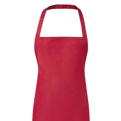Red - Back - Premier Ladies-Womens Essential Bib Apron - Catering Workwear