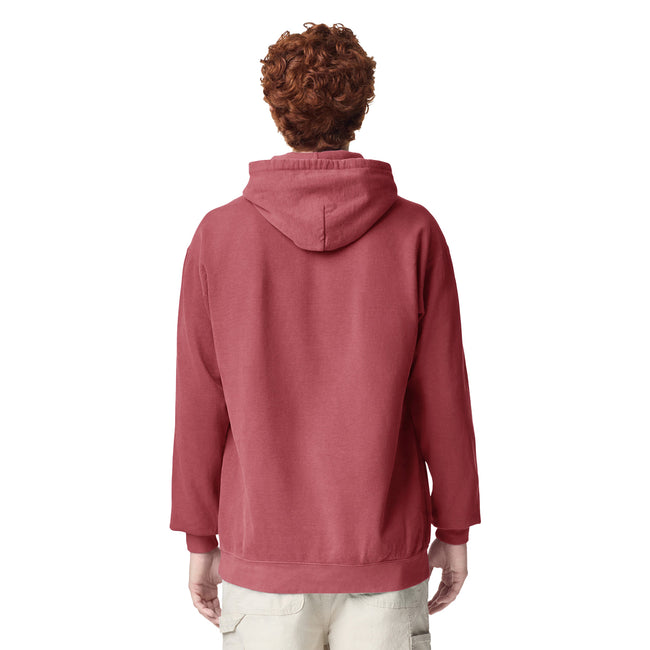 Crimson - Back - Comfort Colors Mens Plain Hoodie