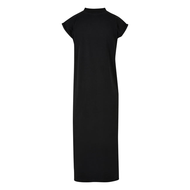 Black - Back - Build Your Brand Womens-Ladies Extended Shoulder Long Midi Dress