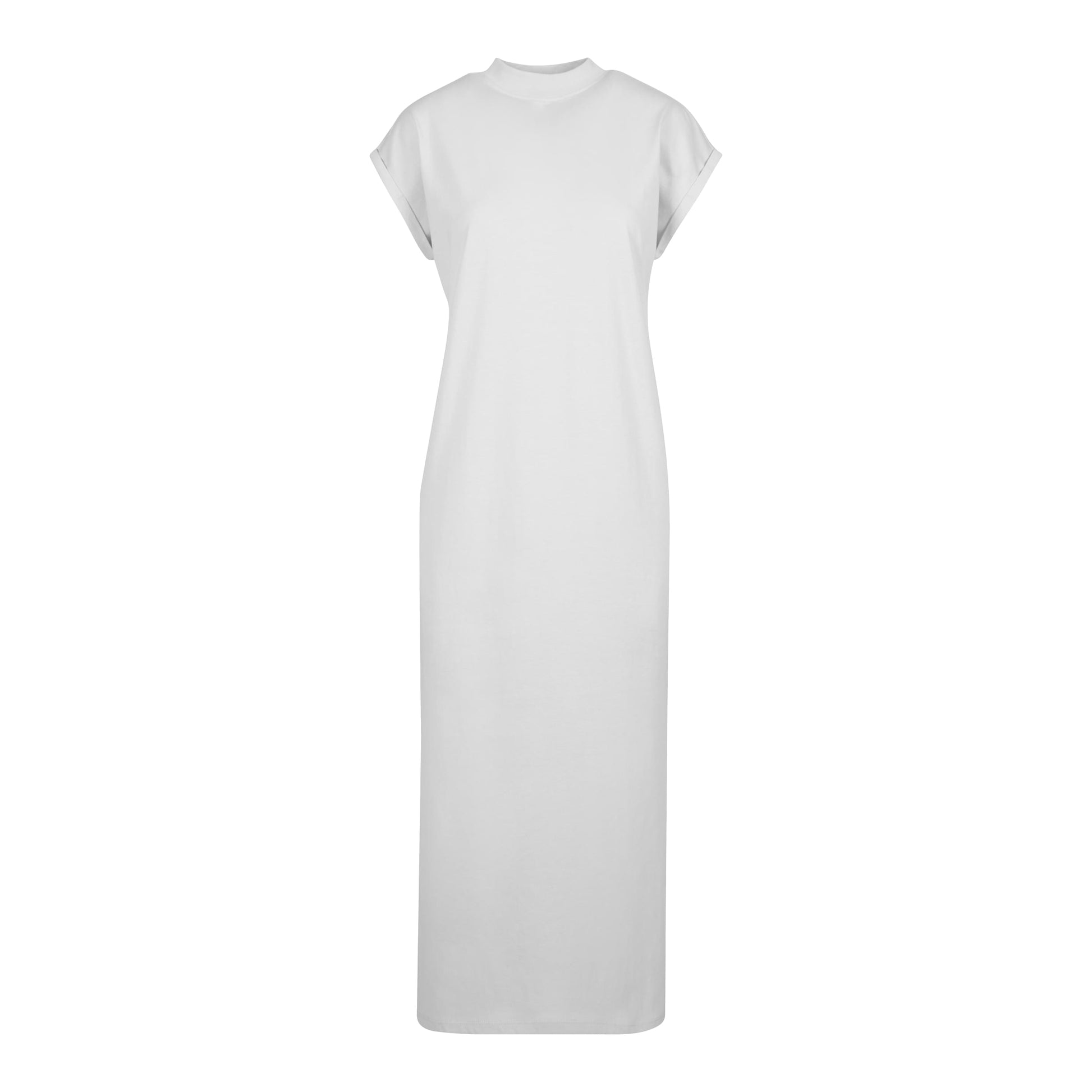 White - Front - Build Your Brand Womens-Ladies Extended Shoulder Long Midi Dress
