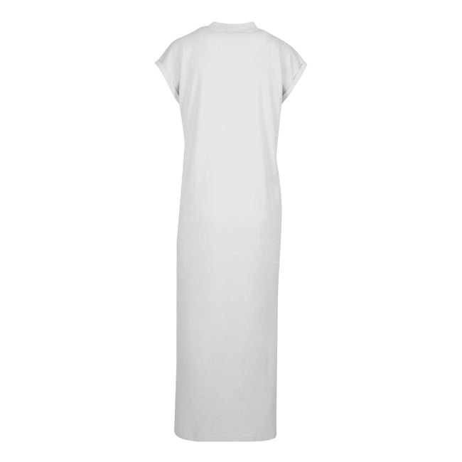 White - Back - Build Your Brand Womens-Ladies Extended Shoulder Long Midi Dress