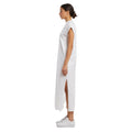 White - Side - Build Your Brand Womens-Ladies Extended Shoulder Long Midi Dress