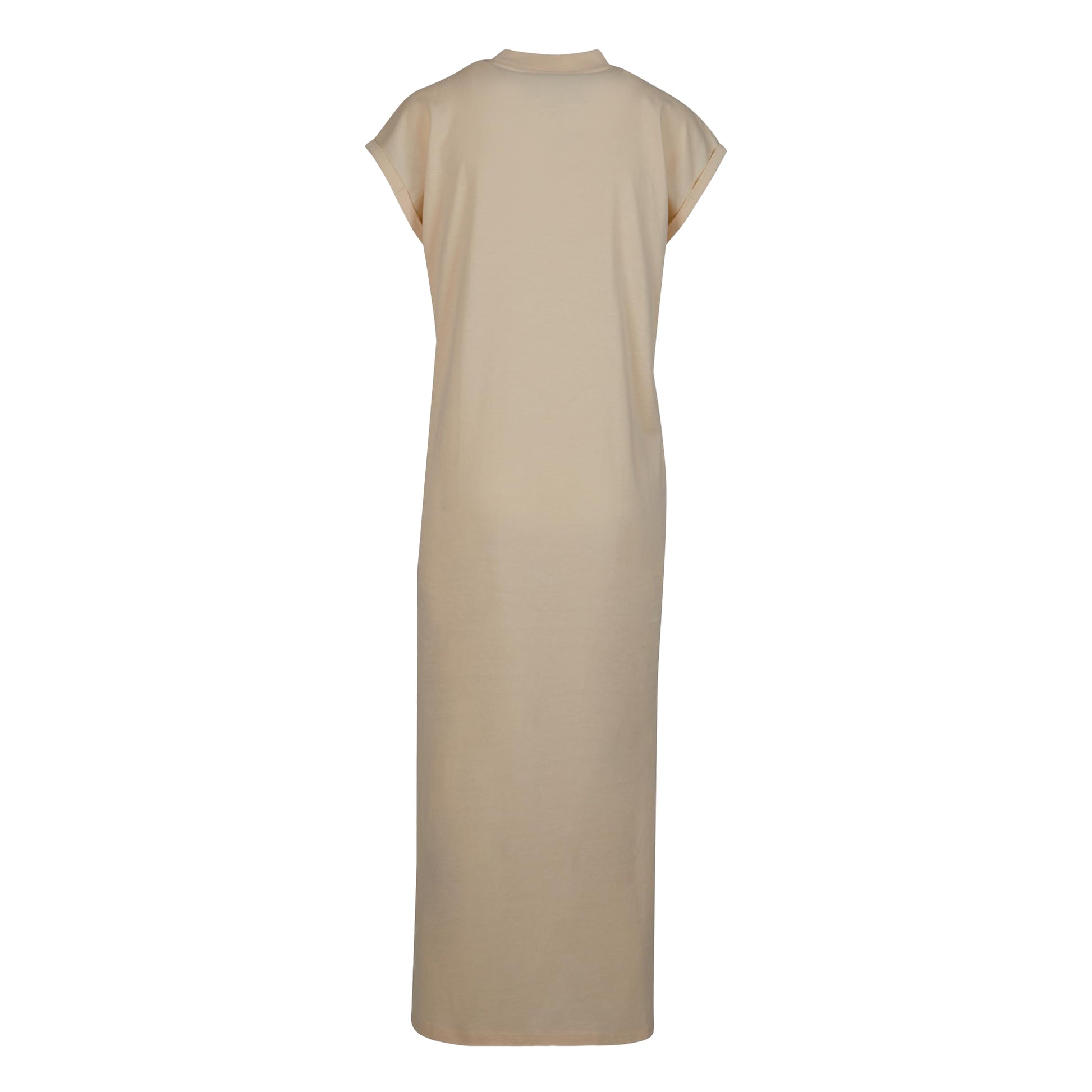 White Sand - Back - Build Your Brand Womens-Ladies Extended Shoulder Long Midi Dress