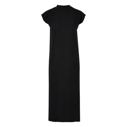 Black - Front - Build Your Brand Womens-Ladies Extended Shoulder Long Midi Dress