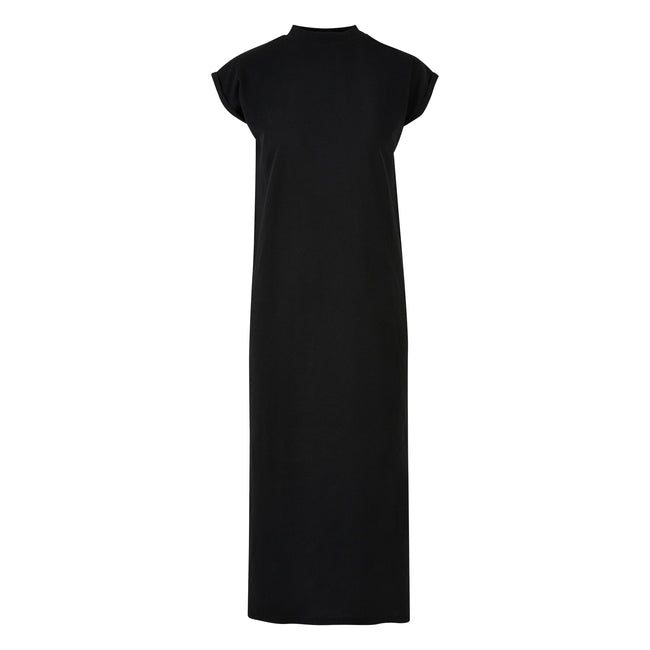 Black - Front - Build Your Brand Womens-Ladies Extended Shoulder Long Midi Dress