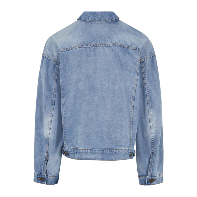 New Light Blue Washed - Back - Build Your Brand Mens Boxy Denim Jacket
