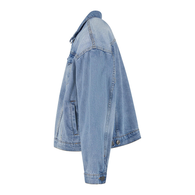 New Light Blue Washed - Side - Build Your Brand Mens Boxy Denim Jacket