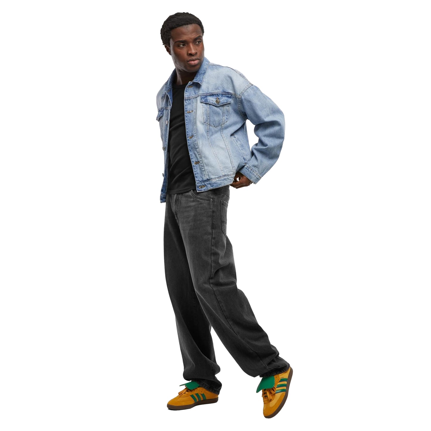 New Light Blue Washed - Lifestyle - Build Your Brand Mens Boxy Denim Jacket