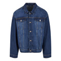 New Mid Blue Washed - Front - Build Your Brand Mens Boxy Denim Jacket