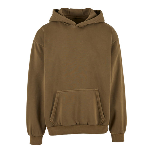 Warm Khaki - Front - Build Your Brand Mens Vintage Heavyweight Hoodie
