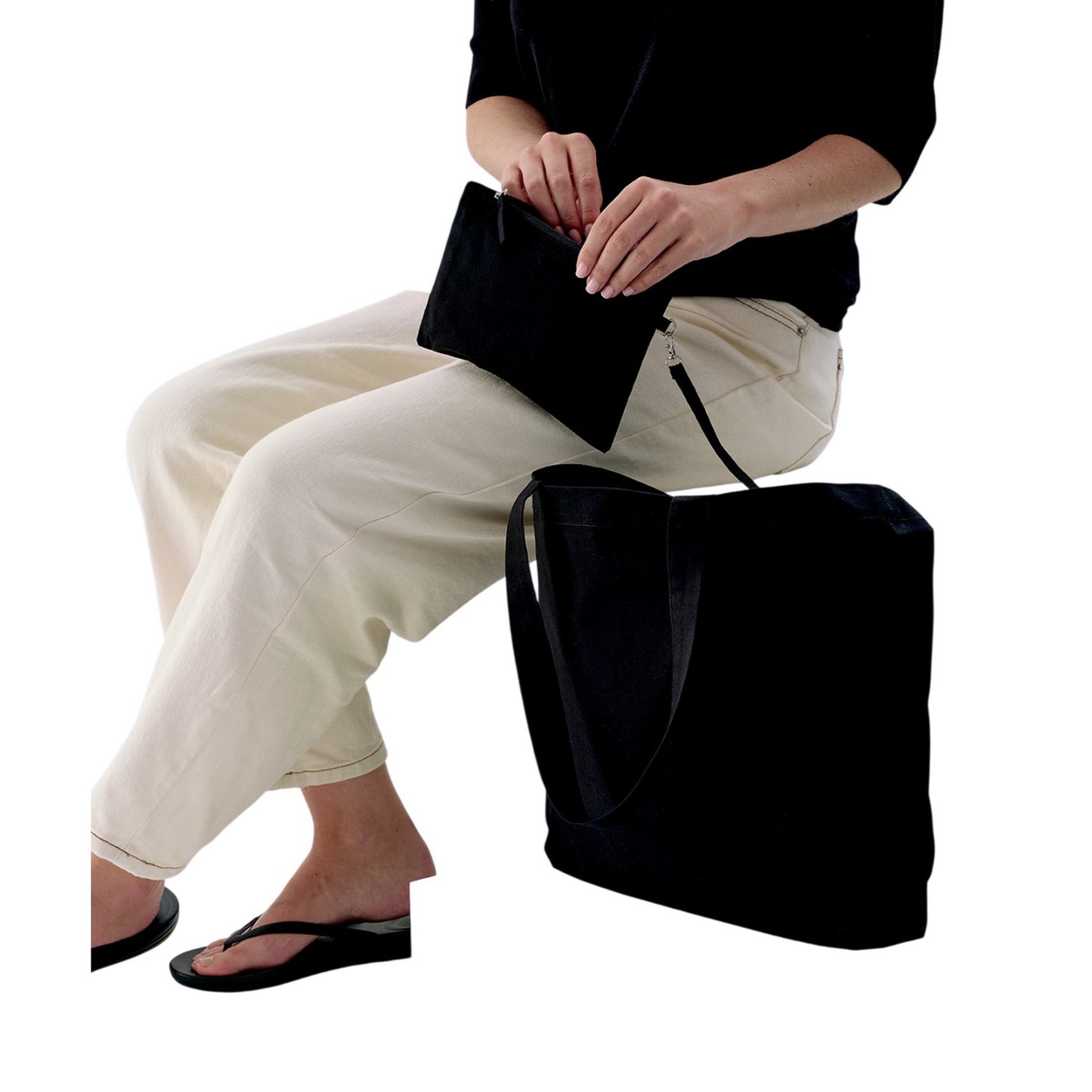 Black - Back - Nutshell Cruise Recycled 11L Tote Bag & Purse Set