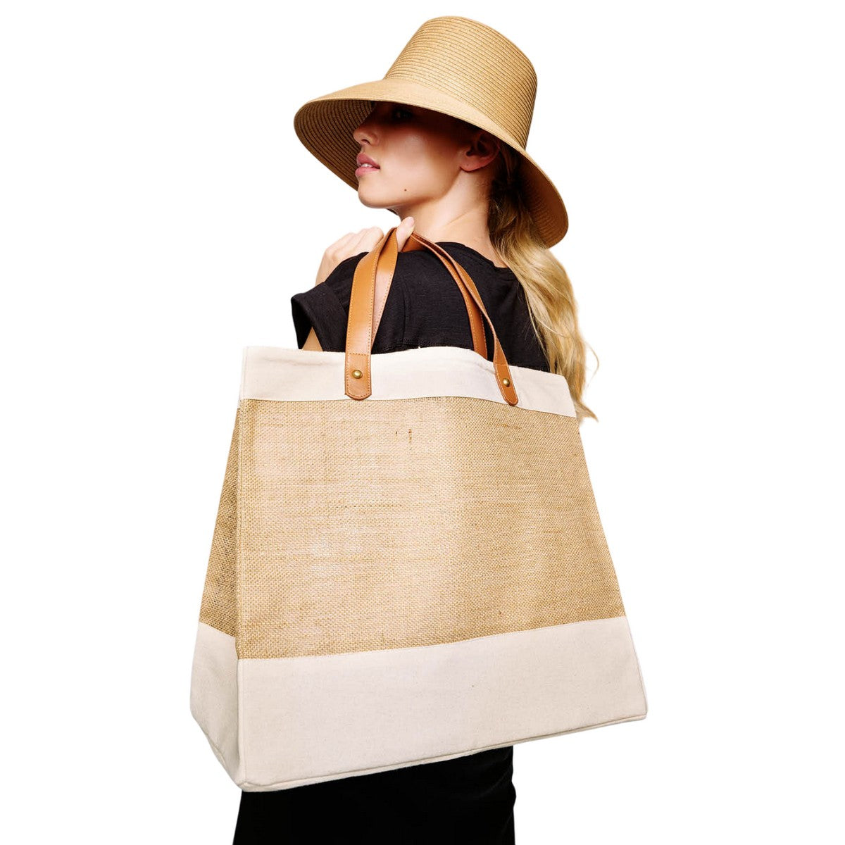 Natural - Side - Nutshell Adley Jute Tote