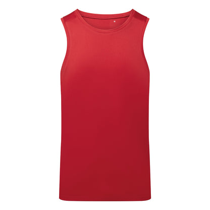 Fire Red - Front - TriDri Mens Ion-Charge Performance Vest Top