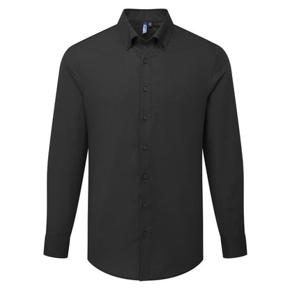 Black - Front - Premier Mens Supreme Oxford Long-Sleeved Shirt