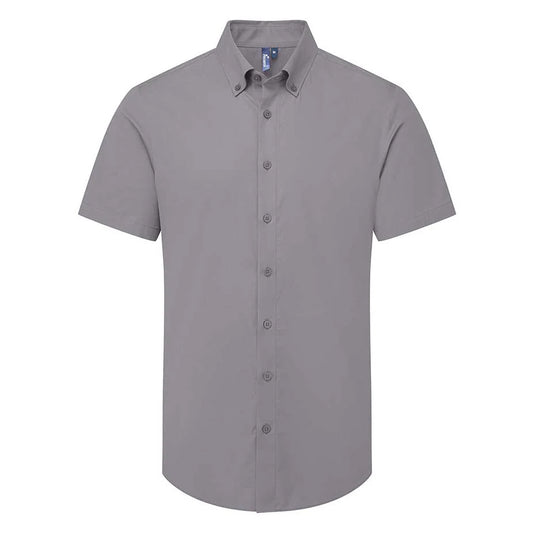 Steel Grey - Front - Premier Mens Supreme Oxford Shirt