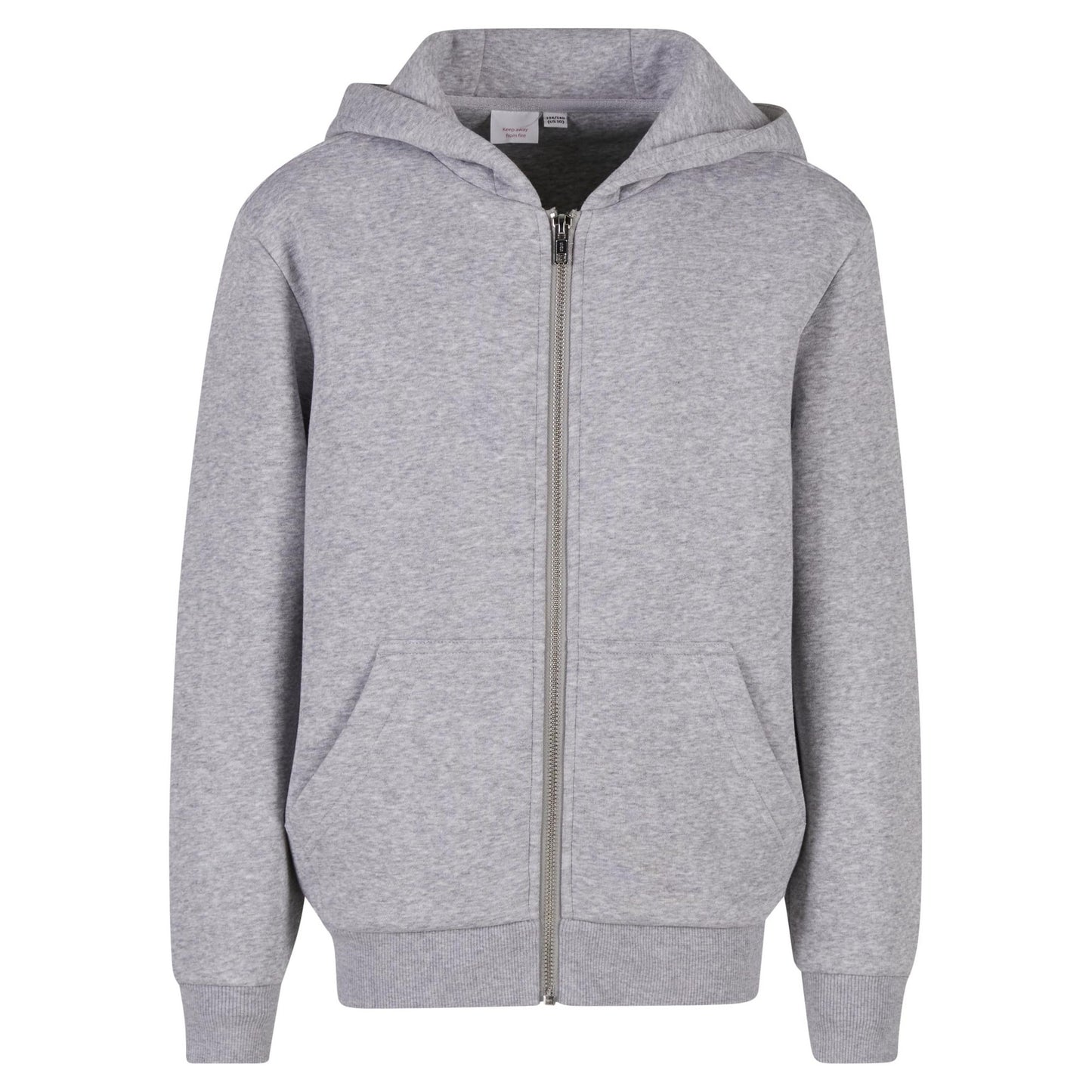 Heather Grey - Front - Build Your Brand Childrens-Kids Fluffy Full Zip Hoodie