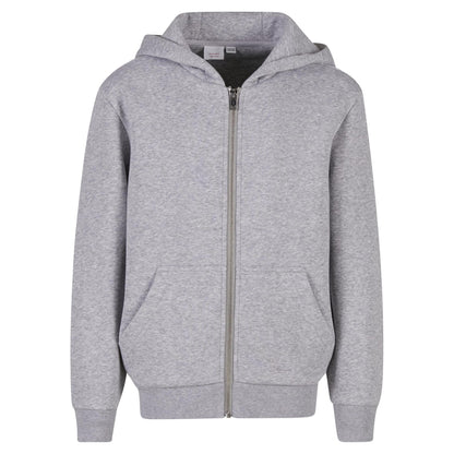 Heather Grey - Front - Build Your Brand Childrens-Kids Fluffy Full Zip Hoodie