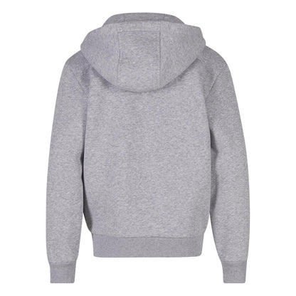 Heather Grey - Back - Build Your Brand Childrens-Kids Fluffy Full Zip Hoodie