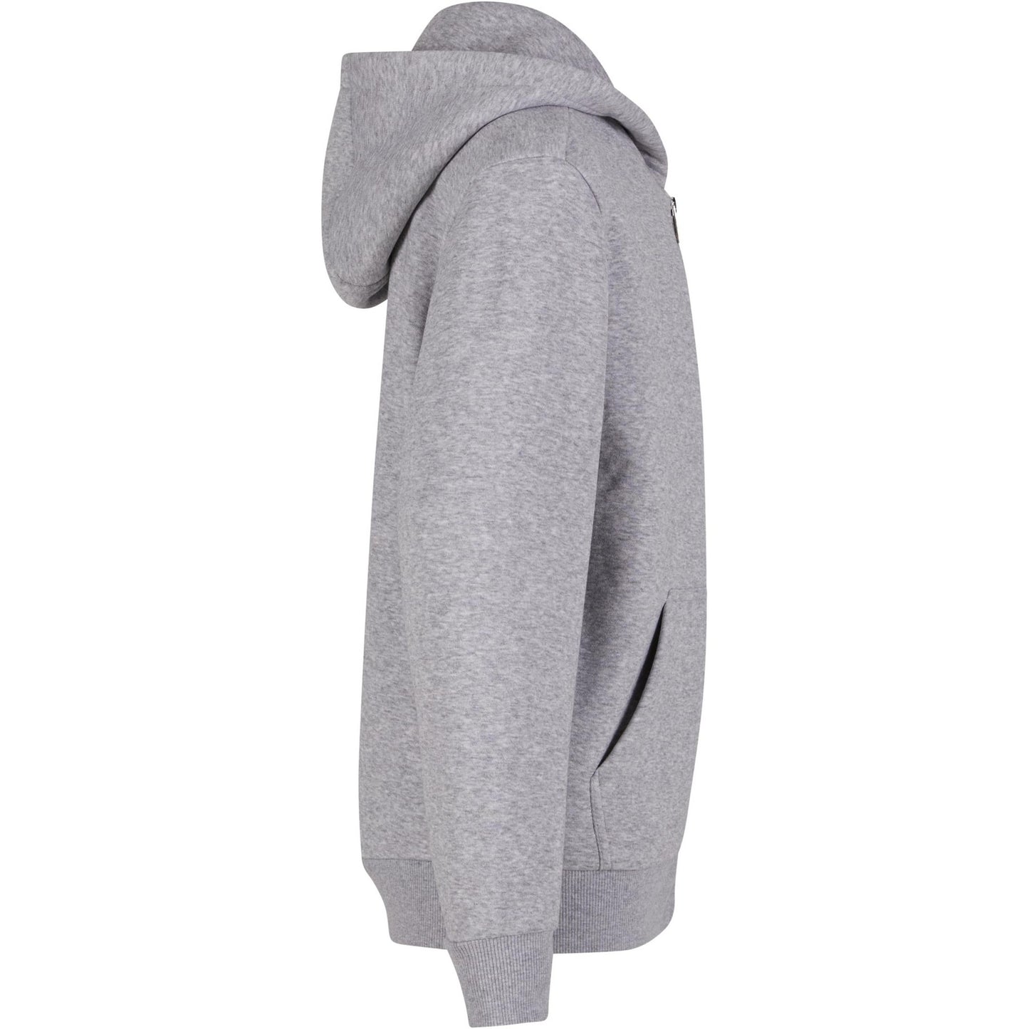 Heather Grey - Side - Build Your Brand Childrens-Kids Fluffy Full Zip Hoodie