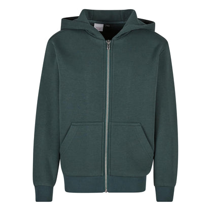 Bottle Green - Front - Build Your Brand Childrens-Kids Fluffy Full Zip Hoodie