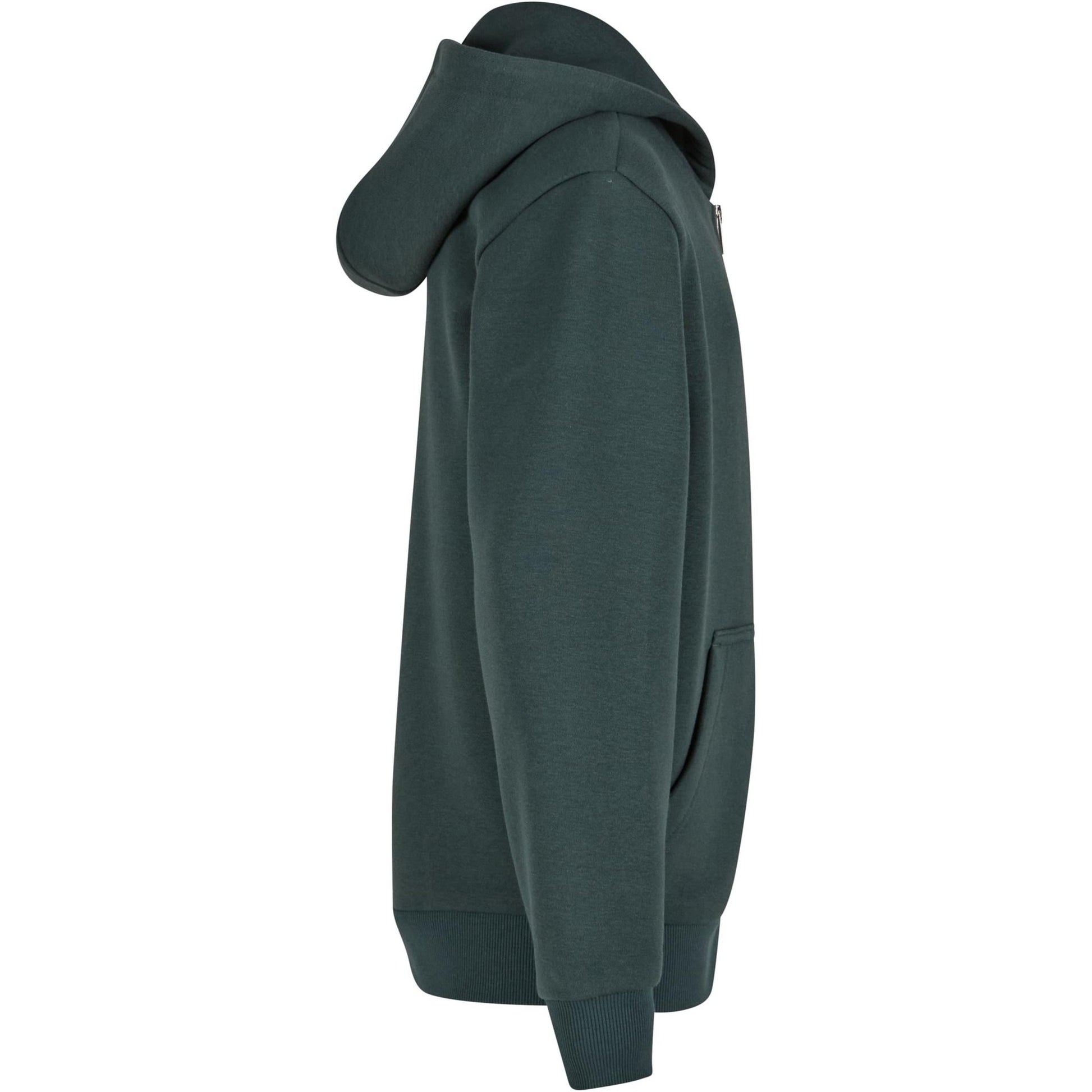Bottle Green - Side - Build Your Brand Childrens-Kids Fluffy Full Zip Hoodie