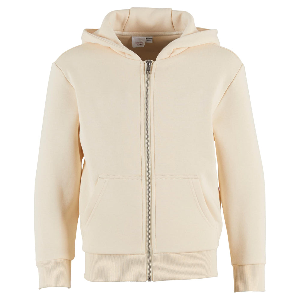 White Sand - Front - Build Your Brand Childrens-Kids Fluffy Full Zip Hoodie