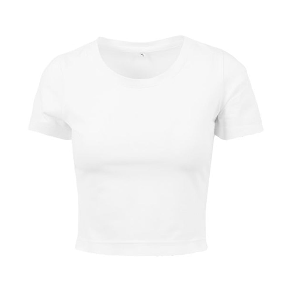 White - Front - New Morning Studios Womens-Ladies Crop T-Shirt
