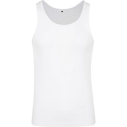 White - Front - Build Your Brand Mens Plain Tank Top