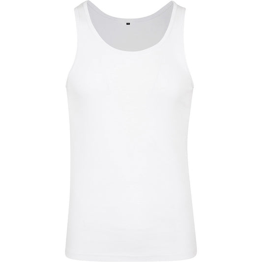 White - Front - Build Your Brand Mens Plain Tank Top