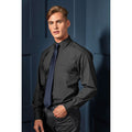 Dark Grey - Side - Premier Mens Long Sleeve Formal Plain Work Poplin Shirt