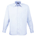 Light Blue - Front - Premier Mens Long Sleeve Formal Plain Work Poplin Shirt