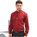 Red - Back - Premier Mens Long Sleeve Formal Plain Work Poplin Shirt