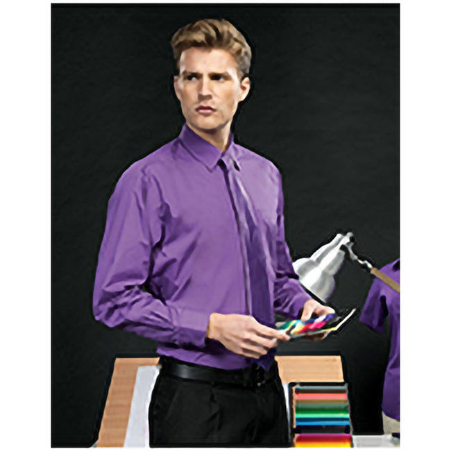 Rich Violet - Back - Premier Mens Premier Poplin Long-Sleeved Formal Shirt