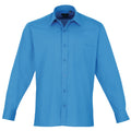 Sapphire - Front - Premier Mens Premier Poplin Long-Sleeved Formal Shirt