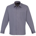 Steel - Front - Premier Mens Long Sleeve Formal Plain Work Poplin Shirt