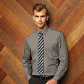 Steel - Back - Premier Mens Long Sleeve Formal Plain Work Poplin Shirt