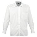 White - Front - Premier Mens Long Sleeve Formal Plain Work Poplin Shirt