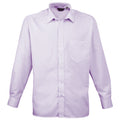 Lilac - Front - Premier Mens Long Sleeve Formal Plain Work Poplin Shirt