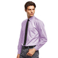 Lilac - Back - Premier Mens Long Sleeve Formal Plain Work Poplin Shirt