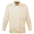 Natural - Front - Premier Mens Long Sleeve Formal Plain Work Poplin Shirt