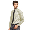 Natural - Back - Premier Mens Long Sleeve Formal Plain Work Poplin Shirt