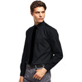 Black - Back - Premier Mens Long Sleeve Formal Plain Work Poplin Shirt