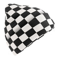 Black-Soft White - Front - Beechfield Checkerboard Beanie