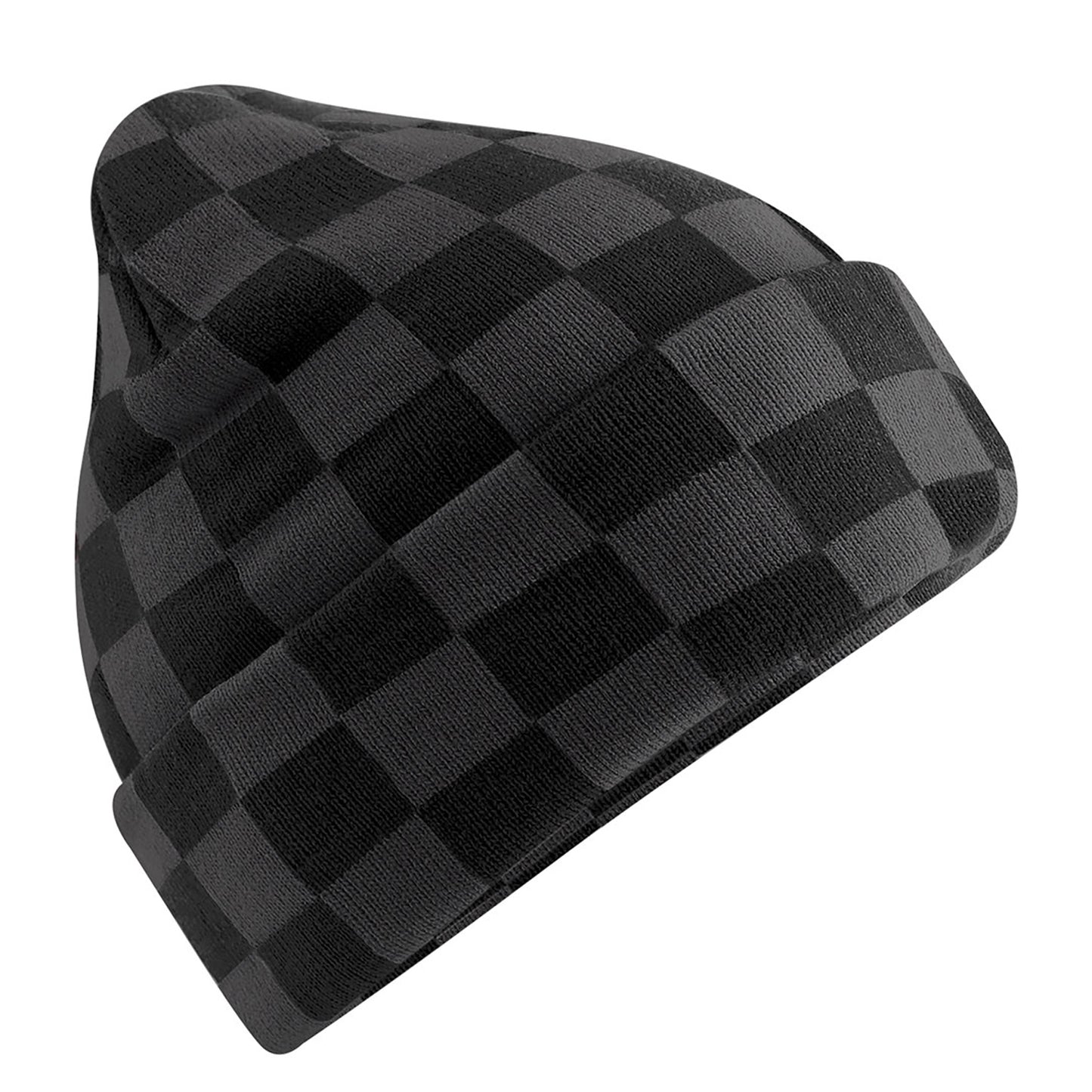 Black-Charcoal - Front - Beechfield Checkerboard Beanie